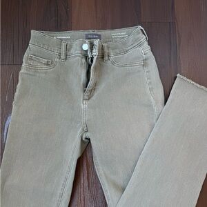 DL1961 Olive-Tan Mid-Rise Straight Jeans